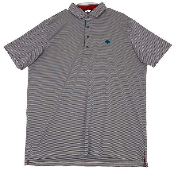 Greyson Mens Polo Golf Shirt Size XL Green Striped Wolf ‎ Logo Stretch Lightweig - Picture 1 of 16